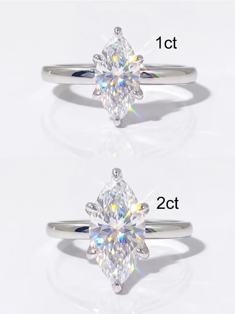 Luxury Fashion 1CT Real Marquise Moissanite Diamond Wedding Engagement Rings for Women 925 Sterling Silver Fine Jewelry