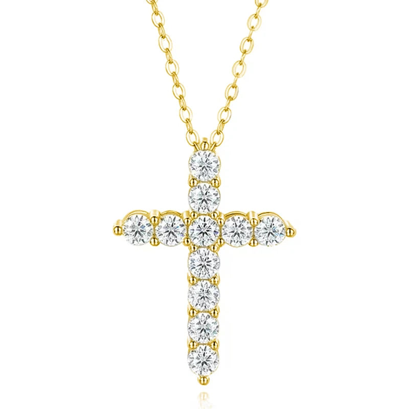 3.5Mm Moissanite Cross Pendant Necklace Statement Anniversary Gift for Women Men Engagement Wedding Bridal Fine Jewelry