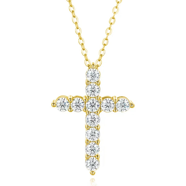 3.5Mm Moissanite Cross Pendant Necklace Statement Anniversary Gift for Women Men Engagement Wedding Bridal Fine Jewelry