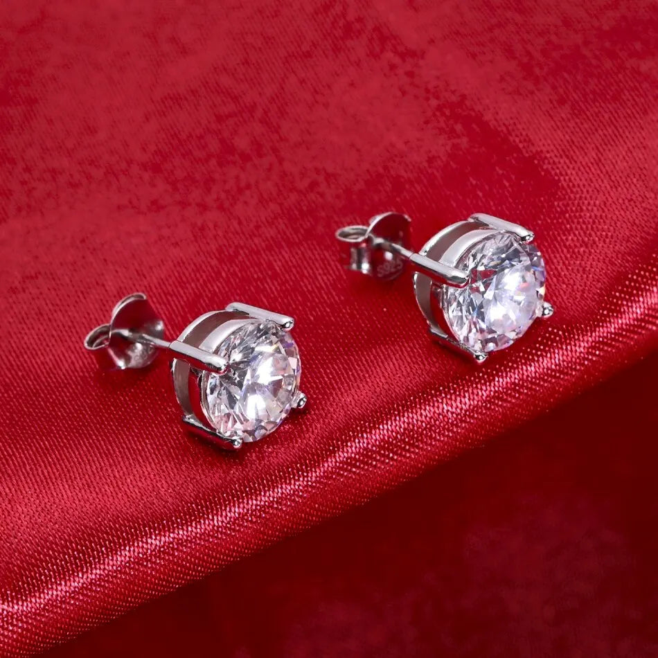 0.5-2 Carat 8.0Mm D Color Moissanite 100% 925 Sterling Silver Stud Earrings for Women Top Quality Sparkling Wedding Jewelry