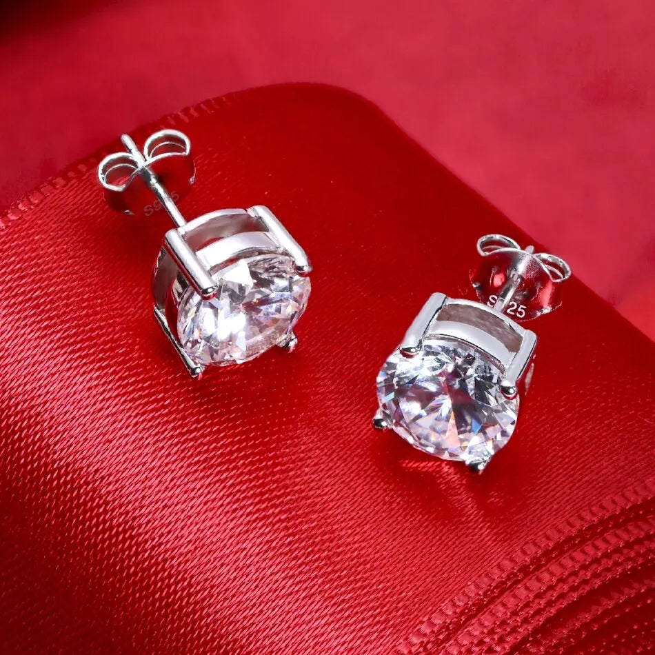 0.5-2 Carat 8.0Mm D Color Moissanite 100% 925 Sterling Silver Stud Earrings for Women Top Quality Sparkling Wedding Jewelry