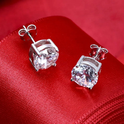 0.5-2 Carat 8.0Mm D Color Moissanite 100% 925 Sterling Silver Stud Earrings for Women Top Quality Sparkling Wedding Jewelry