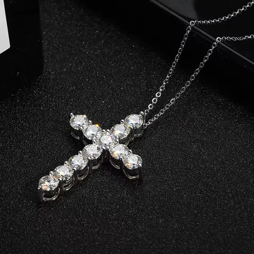 3.5Mm Moissanite Cross Pendant Necklace Statement Anniversary Gift for Women Men Engagement Wedding Bridal Fine Jewelry