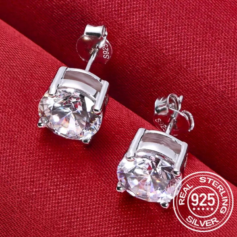 0.5-2 Carat 8.0Mm D Color Moissanite 100% 925 Sterling Silver Stud Earrings for Women Top Quality Sparkling Wedding Jewelry
