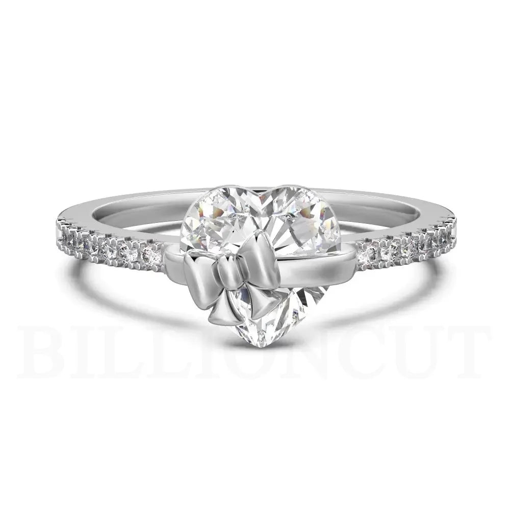 HOT 925 Sterling Silver Delicate Heart Bow Tie Design Sweet Luxury Shining Ring Romantic Engagement Ring for Women Jewelry Gift