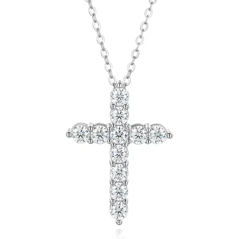 3.5Mm Moissanite Cross Pendant Necklace Statement Anniversary Gift for Women Men Engagement Wedding Bridal Fine Jewelry