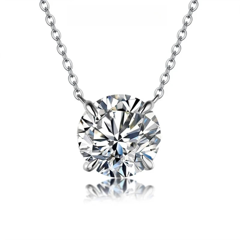 Moissanite Diamond 6.5Mm 1CT Necklace for Woman Pendant 925 Silver Necklace for Women Chains Party Bridal Fine Jewelry